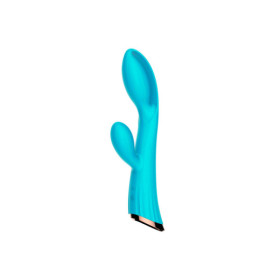 Vibromasseur bleu avec stimulateur de clitoris LRIS USB 